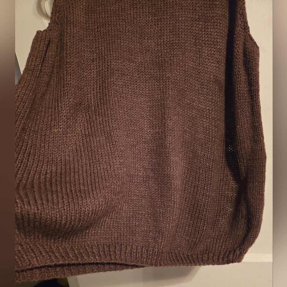 NWOT | Hand Knit Sleeveless Sweater Turtleneck Tank Top | Color: Chocolate Brown - Picture 9 of 12